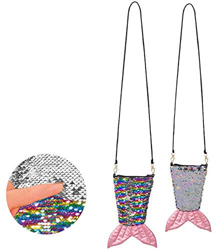 NET TOYS Außergewöhnlich Flossen-Tasche mit Wendepailletten 19 x 13 cm - Ausgefallenes Damen-Accessoire Fischschwanz - EIN Blickfang für Themenabend & Fasching