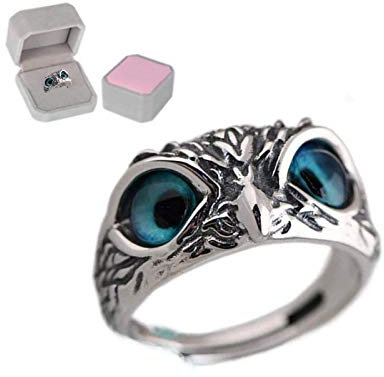 OQSM 925 Sterling Silber Dämonenauge Eule Ring verstellbar Dämonenauge Eule Ring für Damen und Herren