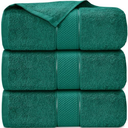 Casabella Pack of 3 Super Jumbo Extra Large Bath Sheet Towels100% Cotton 90cm x 180cm_Jade Green