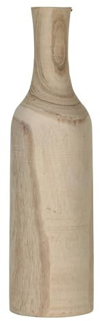 MICA Decorations Vase, Flasche, Pia, rund, Holz, Hellbraun – H 47 x Ø 13 cm