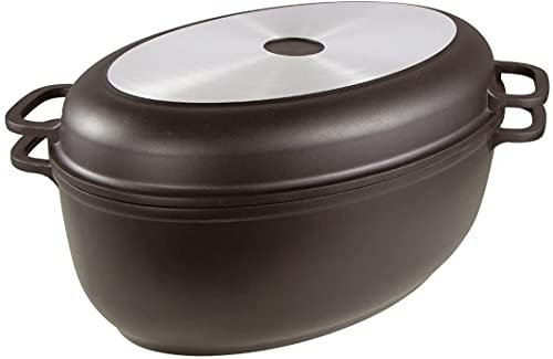 Rôtissoire en fonte d'aluminium avec revêtement antiadhésif et poêle à griller - environ 8 litres - cocotte en fonte cocotte cocotte cocotte cocotte
