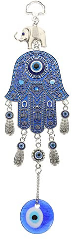 MILISTEN Hamsa Hand Wandbehang: Blauer böser Blick Ornament türkischer Nazar böser Blick Wanddekoration griechisch Ojo Turco Nazar Schutz Amulett Ornament für Zuhause Auto