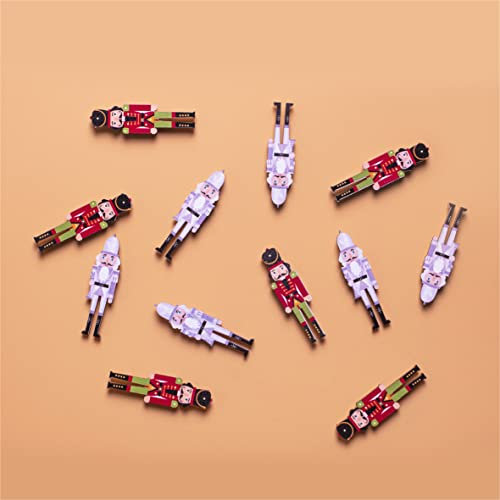 St Helens Home & Garden Pack of 12 Wooden Nutcracker Stickers - Perfect for card making, arts and crafts and gift bags (Red and Lilac)