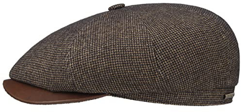 Stetson Hatteras Dodgeville Flatcap - Modische Schirmmütze - Hochwertige Ballonmütze mit Hahnentrittdesign - Made in The EU - Unisex - Herbst/Winter braun S (54-55 cm)