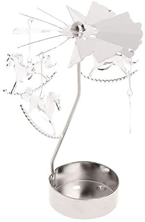 Hölzernes Pferd Teelicht Karussell Glas Teelichthalter Gold Teelichtglas Rotierender Kerzenhalter Eisen Metall Kerzenständer für Valentinstag Deko Geschenk Hochzeit Dekoration Wohnzimmer Tischdeko
