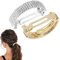 Boobeen 2 Pcs Strass Metall Frühling Haarspange Pferdeschwanz Halter Haarnadeln Kristall Pferdeschwanz Schnalle Clip Halbkreis Kristall Braut Haarspangen Zubehör für Frauen Mädchen, Silber und Gold