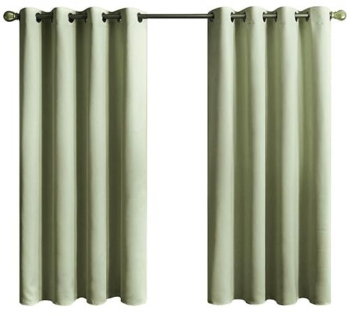Topfinel Sage Green Short Curtains for Bedroom & Nursery, Thermal Insulated Blackout Curtains, W117 x L137 CM, 2 Panels