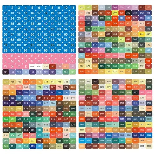 FIYO Quadratische Farbnummern-Aufkleber, DMC 447 Etiketten für mehrfarbige Anbringung an Diamantmalerei-Aufbewahrungsboxen Diamantmalerei-Aufbewahrungsbehälter Art Bunte Aufkleber (1 Set)