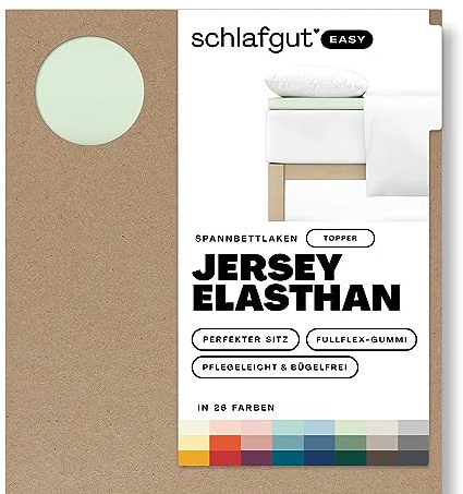 Schlafgut Easy Jersey Elasthan Topper Spannbettlaken 120x200 bis 130x220 Green Light, Spannbetttuch aus superweicher Baumwolle mit Elasthan