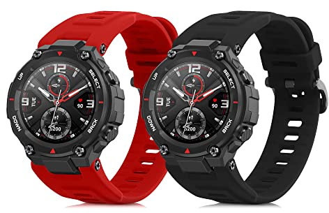 kwmobile 2X Sportarmband kompatibel mit Huami Amazfit T-Rex/T-Rex Pro Armband - Fitnesstracker Band Set aus TPU Silikon