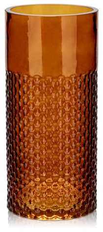 Hollyone Jarrón de cristal ámbar de 22 cm para flores, moderno jarrón de cristal para decoración del hogar, jarrón decorativo para bodas, chimenea, fiesta, mesa, centro de mesa, estante, sala de