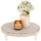 Hanobe Round Wood Display Risers: Beaded White Decorative Trays for Coffee Table Wooden Riser Farmhouse Pedestal Stand for Home Decor Candle Plant Cake Decorations Kitchen Bathroom