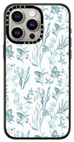 CASETiFY Compact Case for iPhone 15 Pro Max [2X Military Grade Drop Tested / 4ft Drop Protection] - Elegant pastel blue vintage butterfly - Clear Black