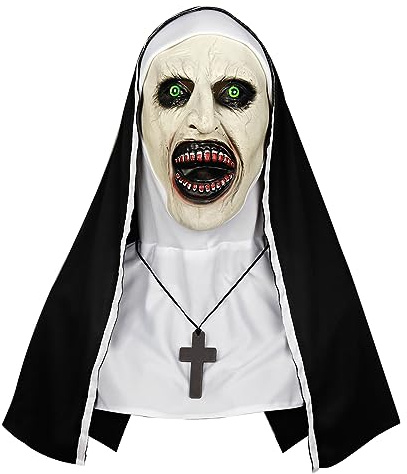 keland Gruselige Nonnen Maske the Nun Mask Scary Halloween Horror Latex Maske für Cosplay (Stil-B)