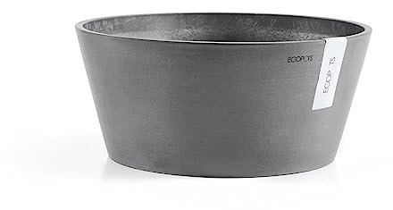 Ecopots Blumentopf Frankfurt - Grau - Durchmesser Ø 40 cm rund groß - Pflanzentopf aus Recycling Kunststoff - Übertopf modern für Indoor und Outdoor
