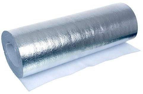 NAJDER Isolant Thermique 3 mm D'épaisseur 0,5 m x 5 m, Feuille Réflecteur de Radiateur, Isolation Derrière Radiateur, Panneau Film Réfléchissant, Polyéthylène et Aluminium