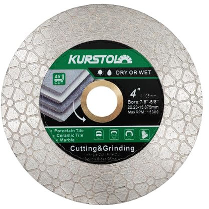 KURSTOL Diamond Cutting Disc - 4“/105mm Dual-Purpose Tile Diamond Saw Blade,Angle Grinder Blade Arbor 7/8-5/8 for Cutting and Grinding Ceramic Tiles,Porcelain,Granite,Marble