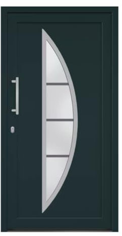 HORI® Eingangstür Kunststoff Komplettset – Hochwertige Haustür mit Wärmeschutz, 5-fach-Verriegelung & Edelstahl-Stoßgriff I Farbe: anthrazit (innen weiß) I DIN links I Modell: Curve I 200 x 88 cm