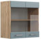 Vicco Küchenglasschrank R-Line, Glashängeschrank, Blau-Grau/Goldkraft Eiche, 60 cm