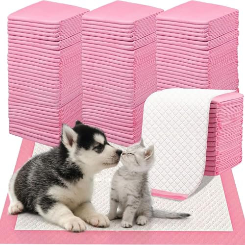 Lot de 200 tapis de dressage jetables pour chien, 33 x 45 cm, super absorbants pour le dressage des chats, lapins, chiens (rose)