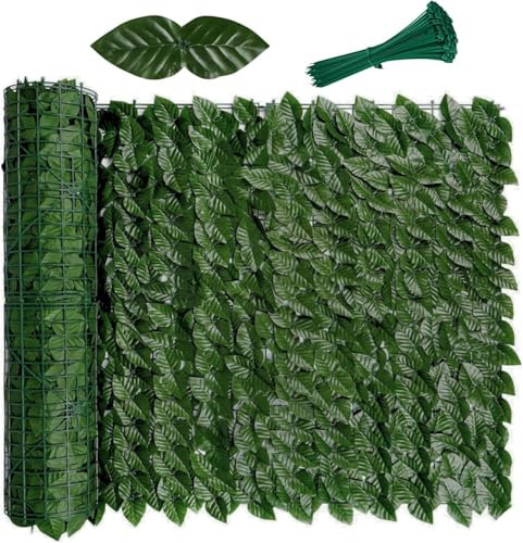 Viceree Siepe Finta Per Recinzione Verde Scuro 1x6 Metri +50 Fascette Omaggio, Siepe Artificiale Di Alta Qualità 90% Privacy, Frangivista Balcone, Edera Finta Da Esterno Per Copri Ringhiera Balcone