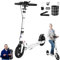 GHBXJX Weiß, Cityroller Luxus Tretroller Erwachsene 150 kg Tragkraft, 200mm Big Wheel Scooter mit Bremsen und Stoßdämpfern, ABEC 9 Kickboard Klappbar & Höhenverstellbar, Erwachsene und Kinder