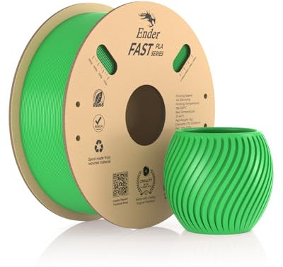 Creality Ender Fast PLA Filament 1.75mm, 3D Drucker Filament High Speed bis zu 300mm/s, recycelbare Pappspule, Fit die meisten FDM 3D Drucker bis 1kg (2.2lb) Grün