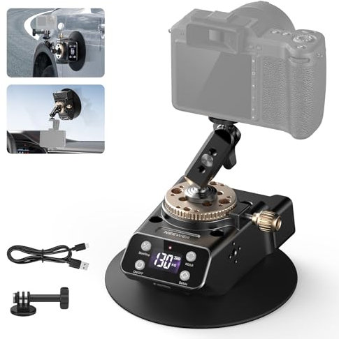 NEEWER 6 Montaje Succión de Cámara Eléctrica con Brazo Mágico Cabeza Esférica, Ventosa de Vacío con Bomba de Aire Automática, Soporte para Ventana de Parabrisas para Cámara Acción/Cámara/Phone,CA017