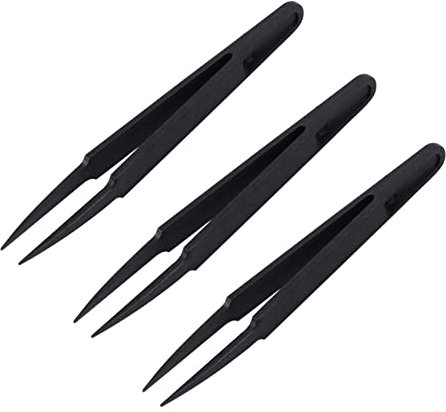 Uanratg 3 pinces antistatiques à pointe pointue électronique en plastique noir