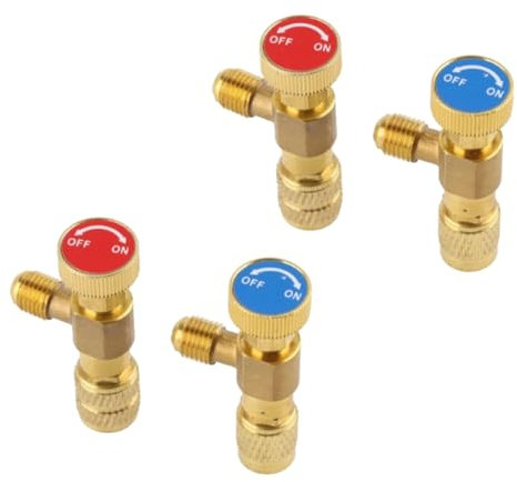 Beufee 4PCS Klimaanlagenventil, Kältemittelventil R410A R22 Klimaanlagen-Kältemittel 1/4Adapter Kältemittel-Ladeventil für Zuhause