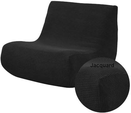 Highdi Stretch Lazy Sofabezug 1 Sitzer, Jacquard Sofabezug ohne Armlehnen Sofahusse Schonbezug Weicher Sofa Überzug Waschbar Sofaüberwurf Wohnzimmer Sofaschoner Hund Katze Sofaschutz (Schwarz)