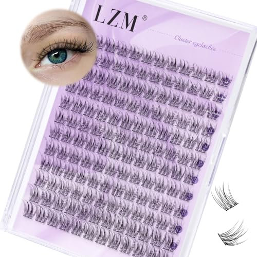 LZM Faux Cils Individuel - 144Pcs Extension Cils 10-13mm C Curl Faux Cils Naturel Bande Mince Extension De Cils Individuels Réutilisable Cluster Lashes Individual Eyelashes (YW-C)