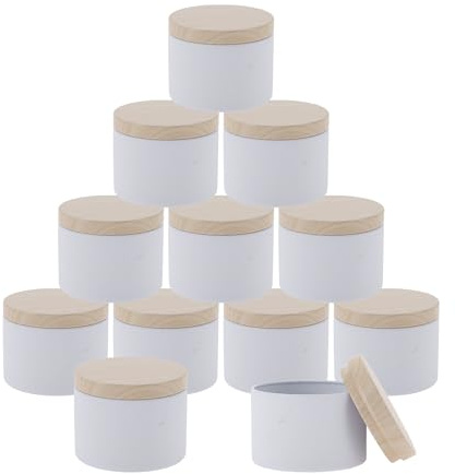 CAPASTEC Barattoli Per Candele Bianco 12 Pz Con Coperchi | Materiale Latta, Capacità 4 Once, Con Coperchi Sigillati, Finitura Opaca, Riutilizzabili, Per Regali, Compleanni, Natale