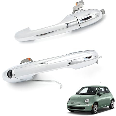 Exterior Chrome Door Handle Offside Right Driver & Left Passenger Side Compatible for Fiat 500 2007-2016, for Abarth 500 595 695 2008-2016.Replace# 735592026, 73545876, 735592012, 735485872