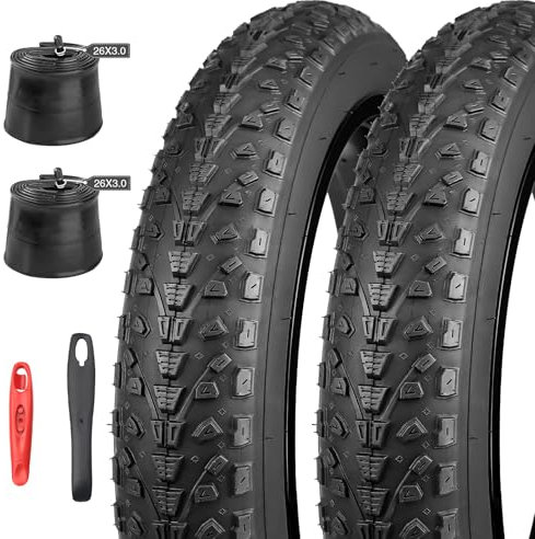 MEGHNA 2er-Set 20/26 Zoll E-Bike Reifen 3.0 Zoll Fahrradmäntel+Schlauch AV32mm 20x3.0/26x3.0 Electric Bike Reifen/Schlauche kompatibel 76-406/559 Mountain Bike/Fat Tires Bike/Snow Bike (26x3.0 Zoll)