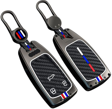 KUNIO Schlüsselhülle für Audi A4 B9 A3 S4 RS4 A5 F5 S5 RS5 A6 A7 FY Q7 SQ7 4M TT.FV TTS RS R8 Zinklegierung Autoschlüssel Schutz Schlüsselgehäuse Schlüsselanhänger Keyless B Grau