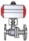 3/4 pneumatischer Flansch-Kugelhahn aus Edelstahl 304, doppeltwirkender Zylinder, Hochtemperatur-Dampf-Flansch-Kugelhahn