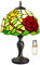MIAOKE Tiffany Style Tischlampe, VintageTischlampe Handcraft Glasmalerei Lampenschirm Tischlampen für Schlafzimmer Nachttischlampe Arbeitszimmer Office (A Rose)