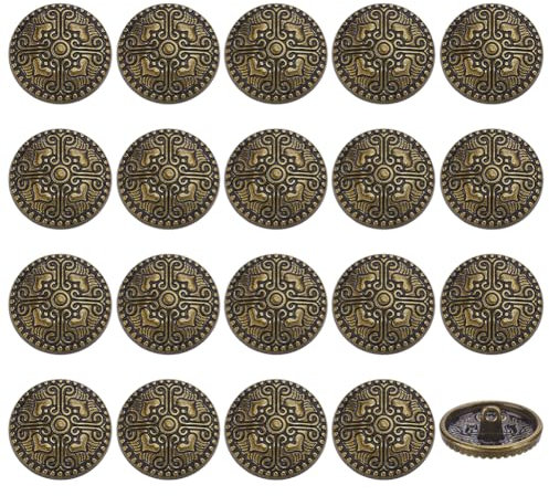 FINGERINSPIRE 20 Stück Metallknöpfe Mit Kreuz Und Liebesmotiv 23mm Durchmesser 1 Loch Legierungsknöpfe Mit Schaft Flache Runde Knöpfe Metallknöpfe Mit Gravur Vintage Knöpfe Zum Nähen DIY