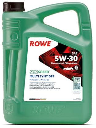 ROWE 4920125 SUNSPEED MULTI SYNT DPF SAE 5W-30 - Mehrbereichs-Motorenöl, biosynthetisch für Pkw mit Partikelfilter, 5 Liter