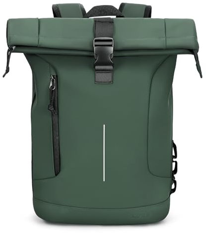 Lekespring Rolltop Rucksack Herren Damen, Wasserdicht Laptop Schulrucksack mit 17 Zoll Laptopfach, Groß Reiserucksack Travel Business Backpack Daypack für Reisen, Arbeit, Uni Schule-Grün