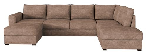 Mirjan24 Ecksofa Wilma mit 2 Bettkasten und Schlaffunktion für große Räume, Eckcouch Polsterecke Sofa Couch Couchgarnitur Schlafsofa (Coral 45, Seite: Rechts)