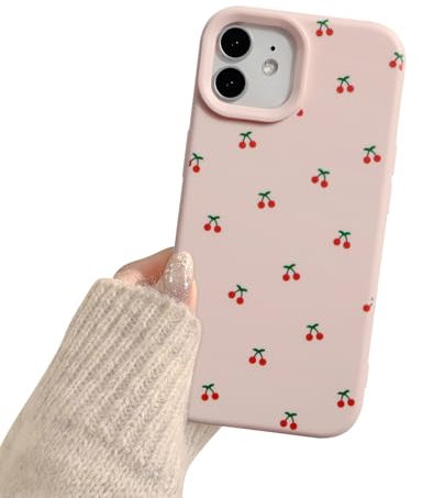 Reownest Case for iPhone 11, Cute Cherry Pattern Design Soft Slim TPU Cover with Raised Camera Protection Stylish Aesthetic Phone Case for Girls & Women – Pink