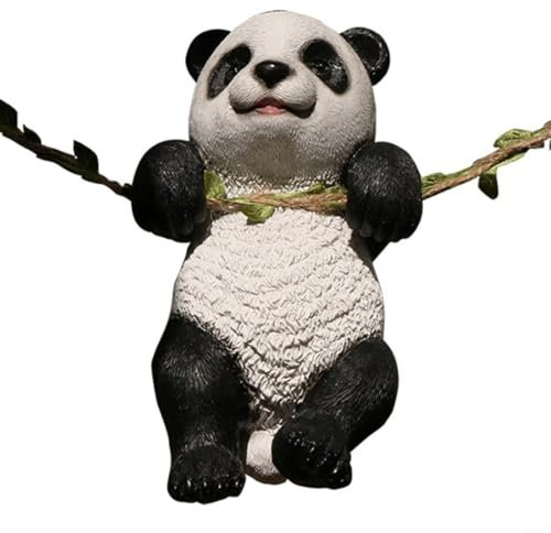 Dekorative Schwingende Panda Gartenfigur Hängende Gartendekoration Wetterbeständige Kunstharz Outdoor Ornament für Balkon Terrasse Garten