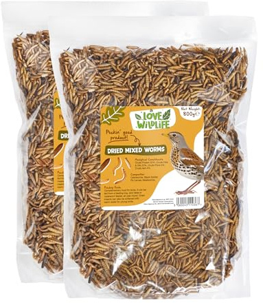 Love Wildlife Dried Mealworm & Calciworm Mix 10ltr Refill | Premium Quality, Natural Wild Garden Bird Food, Worm
