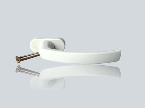 Fenstergriff Hoppe Liège 0540/U26 Verkehrsweiß RAL 9016 – Aluminium Fenstergriff verdeckt verschraubt 37 mm (Weiß)