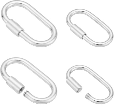 OLYCRAFT 4Pcs 2 Styles Oval Jewelry Clasp Oval Screw Lock Jewelry Clasp Ovals Locking Jump Rings Link Lock Jump Ring 925 Sterling Silver Jewellery Components for Keychain Bracelets Necklaces Making