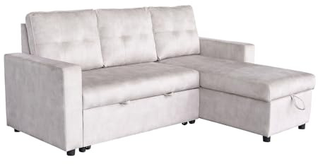 Riess Ambiente Ecksofa Apartment - 205cm - beige, 3-Sitzer mit Bettfunktion und Stauraum, beidseitig montierbar