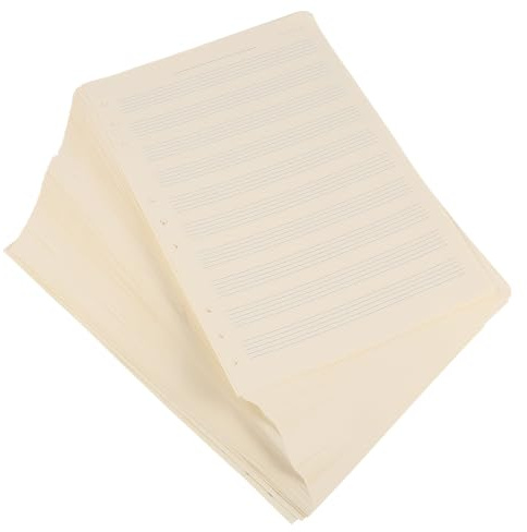 VINTORKY Partitions Blanches Papier Manuscrit 3 MM 10 Lignes 100 Feuilles Recharge pour Cahier Musique Étudiants Usage Scolaire