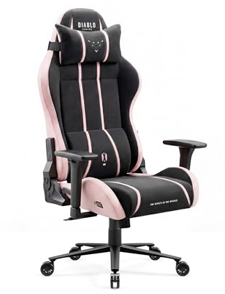 Diablo Ergonomischer Gaming Stuhl Stoff mit 3D Armlehnen und Lendenstütze
